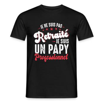 Papy Retraité Idée Cadeau Grand Père Humour - T-shirt homme - noir - Devant - AI Model Male 178 light (178cm)