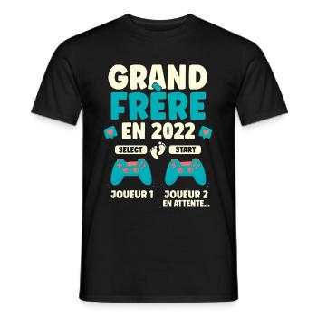 Futur Grand Frère 2022 Cadeau Annonce Grossesse - T-shirt homme - noir - Devant - AI Model Male 178 light (178cm)