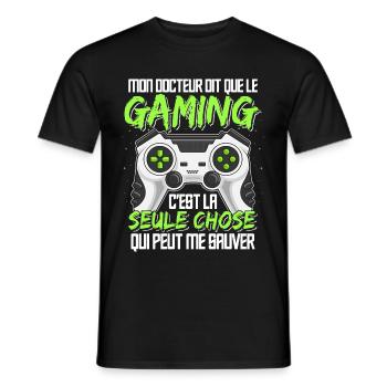 Gaming Thérapie Humour Idée Cadeau Gamer Ado - T-shirt homme - noir - Devant - AI Model Male 178 light (178cm)