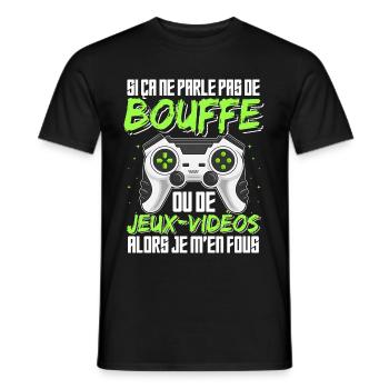 Jeux Vidéo Humour Bouffe Idée Cadeau Gamer Ado - T-shirt homme - noir - Devant - AI Model Male 178 light (178cm)