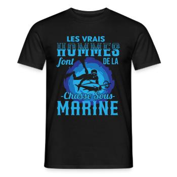 Chasse Sous Marine Humour Plongeur Cadeau - T-shirt homme - noir - Devant - AI Model Male 178 light (178cm)