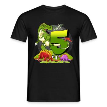 Geschenk-Dinosaurier Geburtstag 5 Jahre Junge - Männer T-Shirt - Schwarz - Vorne - AI Model Male 178 light (178cm)