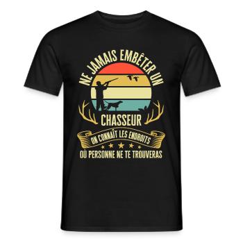 Chasseur Idée Cadeau Original Humour Chasse - T-shirt homme - noir - Devant - AI Model Male 178 light (178cm)