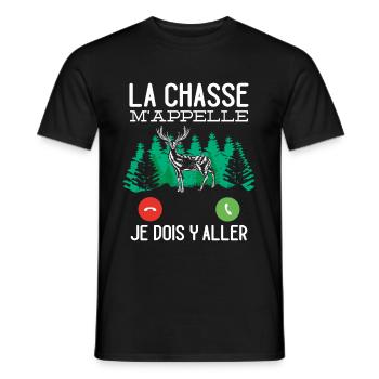 Chasseur Idée Cadeau Original La Chasse M'appelle - T-shirt homme - noir - Devant - AI Model Male 178 light (178cm)