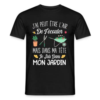 Idée Cadeau Jardinage Original Jardin Humour - T-shirt homme - noir - Devant - AI Model Male 178 light (178cm)