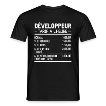 Développeur Idée Cadeau Humour Web - T-shirt homme - noir - Devant - AI Model Male 178 light (178cm)