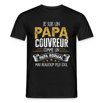Papa Couvreur Humour Cadeau De Noël Personnalisé - T-shirt homme - noir - Devant - AI Model Male 178 light (178cm)