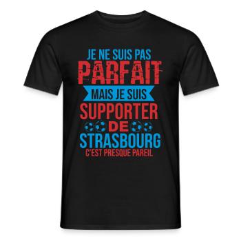 Cadeau Supporter Strasbourg Foot Strasbourgeois - T-shirt homme - noir - Devant - AI Model Male 178 light (178cm)