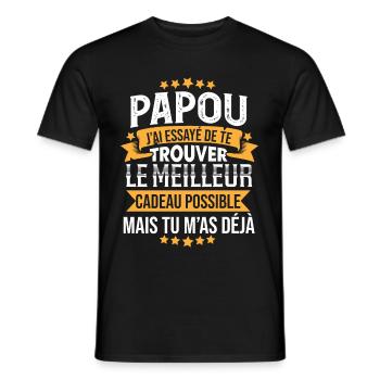 Papou Cadeau Noël Original Meilleur Grand Père - T-shirt homme - noir - Devant - AI Model Male 178 light (178cm)