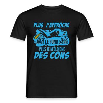 Plus J'approche Le Fond Humour Plongée Sous Marine - T-shirt homme - noir - Devant - AI Model Male 178 light (178cm)