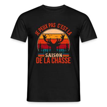Je Peux Pas C'est La Saison De La Chasse Humour - T-shirt homme - noir - Devant - AI Model Male 178 light (178cm)