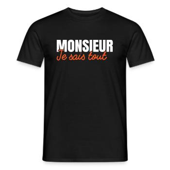 Monsieur Je Sais Tout Cadeau Homme Humour - T-shirt homme - noir - Devant - AI Model Male 178 light (178cm)