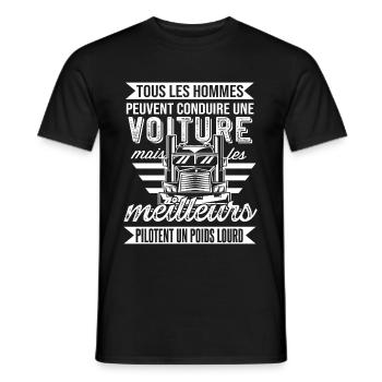 Chauffeur Routier Humour Poids Lourd Cadeau Camion - T-shirt homme - noir - Devant - AI Model Male 178 light (178cm)