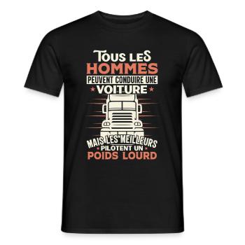 Chauffeur Routier Humour Poids Lourd Cadeau Camion - T-shirt homme - noir - Devant - AI Model Male 178 light (178cm)