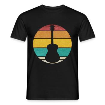Gitarre Retro Rock n Roll Vintage Gitarristen Logo - Männer T-Shirt - Schwarz - Vorne - AI Model Male 178 light (178cm)