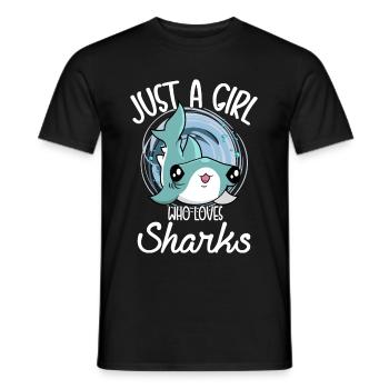 Just A Girl Who Loves Sharks - Men's T-Shirt - black - Front - AI Model Male 178 light (178cm)