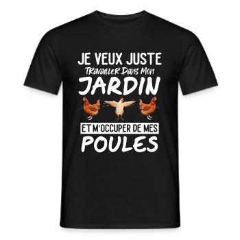 Jardin Poules Humour Jardinage Retraite Cadeau - T-shirt homme - noir - Devant - AI Model Male 178 light (178cm)