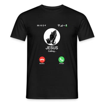 Jesus calls - Christian Jesus mobile phone call - Men's T-Shirt - black - Front - AI Model Male 178 light (178cm)
