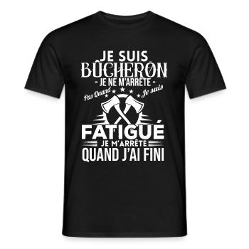 Cadeau Bûcheron T-shirt Drôle Homme Travailleur - T-shirt homme - noir - Devant - AI Model Male 178 light (178cm)