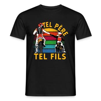 Tel Père Tel Fils Cadeau Motard Humour Motocross - T-shirt homme - noir - Devant - AI Model Male 178 light (178cm)