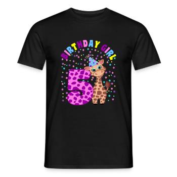 Children's Birthday Girl 5 years old Giraffe - Men's T-Shirt - black - Front - AI Model Male 178 light (178cm)