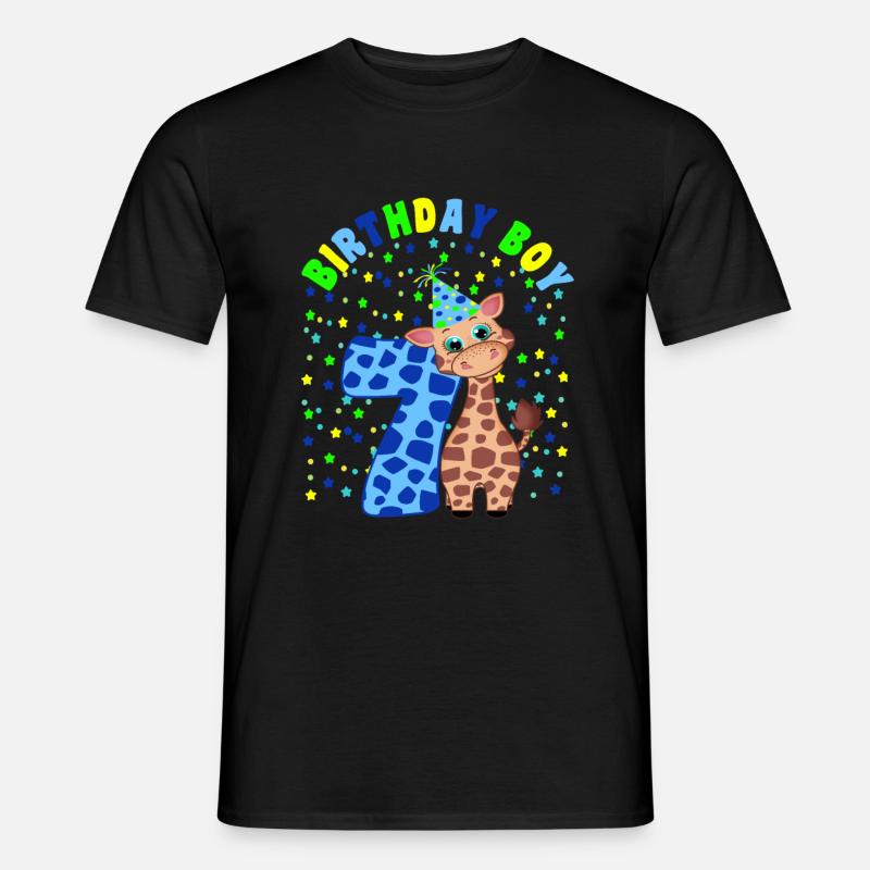 Kinder Geburtstag Junge 7 Jahre Alt Giraffe - Männer T-Shirt - Schwarz