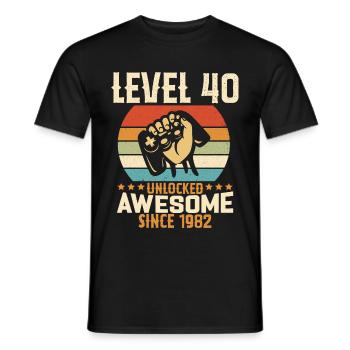 Level 40 Jahre freigeschaltetes Gaming-Geburtstagsgeschenk - Männer T-Shirt - Schwarz - Vorne - AI Model Male 178 light (178cm)