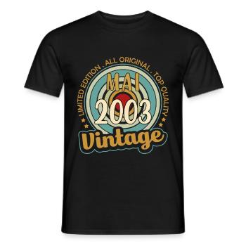 Vintage Flourish Cadeau Anniversaire Mai 2003 - T-shirt homme - noir - Devant - AI Model Male 178 light (178cm)
