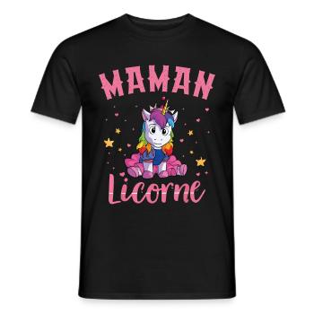 Maman Licorne Femme Cadeau - T-shirt homme - noir - Devant - AI Model Male 178 light (178cm)