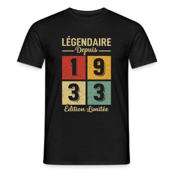 Légendaire Depuis 1933 - T-shirt homme - noir - Devant - AI Model Male 178 light (178cm)