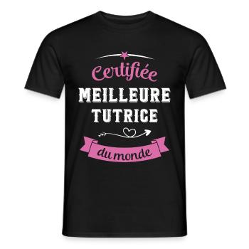 Certifiée meilleure tutrice du monde - T-shirt homme - noir - Devant - AI Model Male 178 light (178cm)