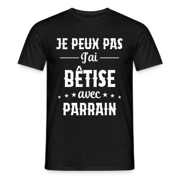 Je Peux Pas J'Ai Bêtise Avec Parrain - T-shirt homme - noir - Devant - AI Model Male 178 light (178cm)