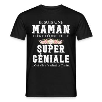 Maman Fière De Sa Fille Fête Des Mères Mama Cadeau - T-shirt homme - noir - Devant - AI Model Male 178 light (178cm)
