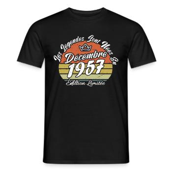 Légende Sont Nées En Décembre 1957, Cadeau annive. - T-shirt homme - noir - Devant - AI Model Male 178 light (178cm)