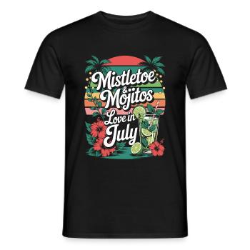 Mistletoe and mojitos Christmas in July - Men's T-Shirt - black - Front - AI Model Male 178 light (178cm)