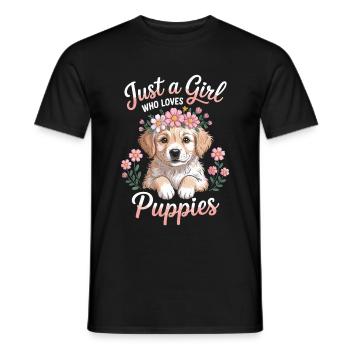 Juste une fille qui aime les chiots - T-shirt homme - noir - Devant - AI Model Male 178 light (178cm)