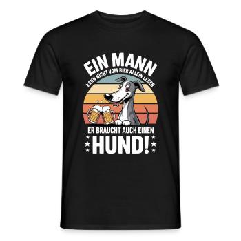 Lustiges Mann Hund Bier - Männer T-Shirt - Schwarz - Vorne - AI Model Male 178 light (178cm)