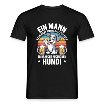 Homme Chien Bière - T-shirt homme - noir - Devant - AI Model Male 178 light (178cm)
