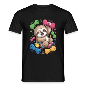 Funny Sloth Bouldering - Men's T-Shirt - black - Front - AI Model Male 178 light (178cm)