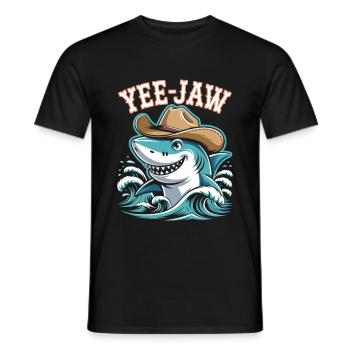 Yee Jaw Lustiger Cowboy Hai - Männer T-Shirt - Schwarz - Vorne - AI Model Male 178 light (178cm)