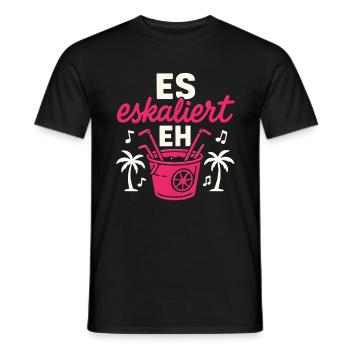 Mallorca Party Spruch Es Eskaliert Eh Malle - Männer T-Shirt - Schwarz - Vorne - AI Model Male 178 light (178cm)