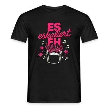 Mallorca Party Spruch Es Eskaliert Eh Malle - Männer T-Shirt - Schwarz - Vorne - AI Model Male 178 light (178cm)