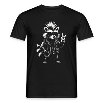 Rock Musik Waschbär Lustig Humor Geschenkidee - Männer T-Shirt - Schwarz - Vorne - AI Model Male 178 light (178cm)