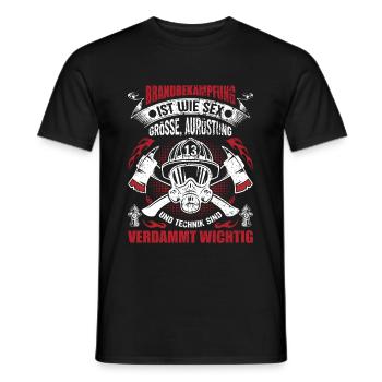 Freiwillige Feuerwehr Feuerwehrmann 112 Spruch - Männer T-Shirt - Schwarz - Vorne - AI Model Male 178 light (178cm)
