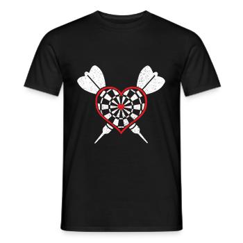 Dart Darts darten Geschenk Shirt · Herz Love - Männer T-Shirt - Schwarz - Vorne - AI Model Male 178 light (178cm)