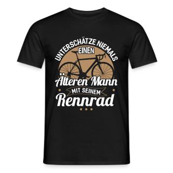 Unterschätze Niemals Einen Alten Mann Mit Rennrad - Männer T-Shirt - Schwarz - Vorne - AI Model Male 178 light (178cm)
