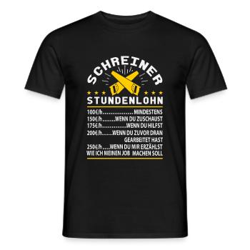 Schreiner Stundenlohn - Männer T-Shirt - Schwarz - Vorne - AI Model Male 178 light (178cm)
