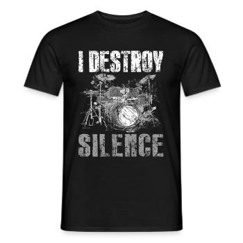 Drummer - I Destroy Silence - Men's T-Shirt - black - Front - AI Model Male 178 light (178cm)