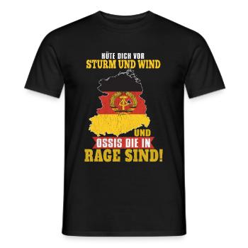 Hüte Dich Vor Sturm Und Wind Und Ossis Die In Rage - Männer T-Shirt - Schwarz - Vorne - AI Model Male 178 light (178cm)