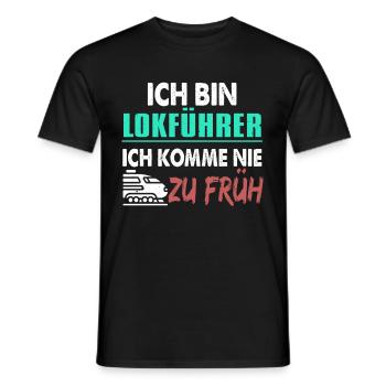 Ich Bin Lokführer Ich Komme Nie Zu Früh - Männer T-Shirt - Schwarz - Vorne - AI Model Male 178 light (178cm)